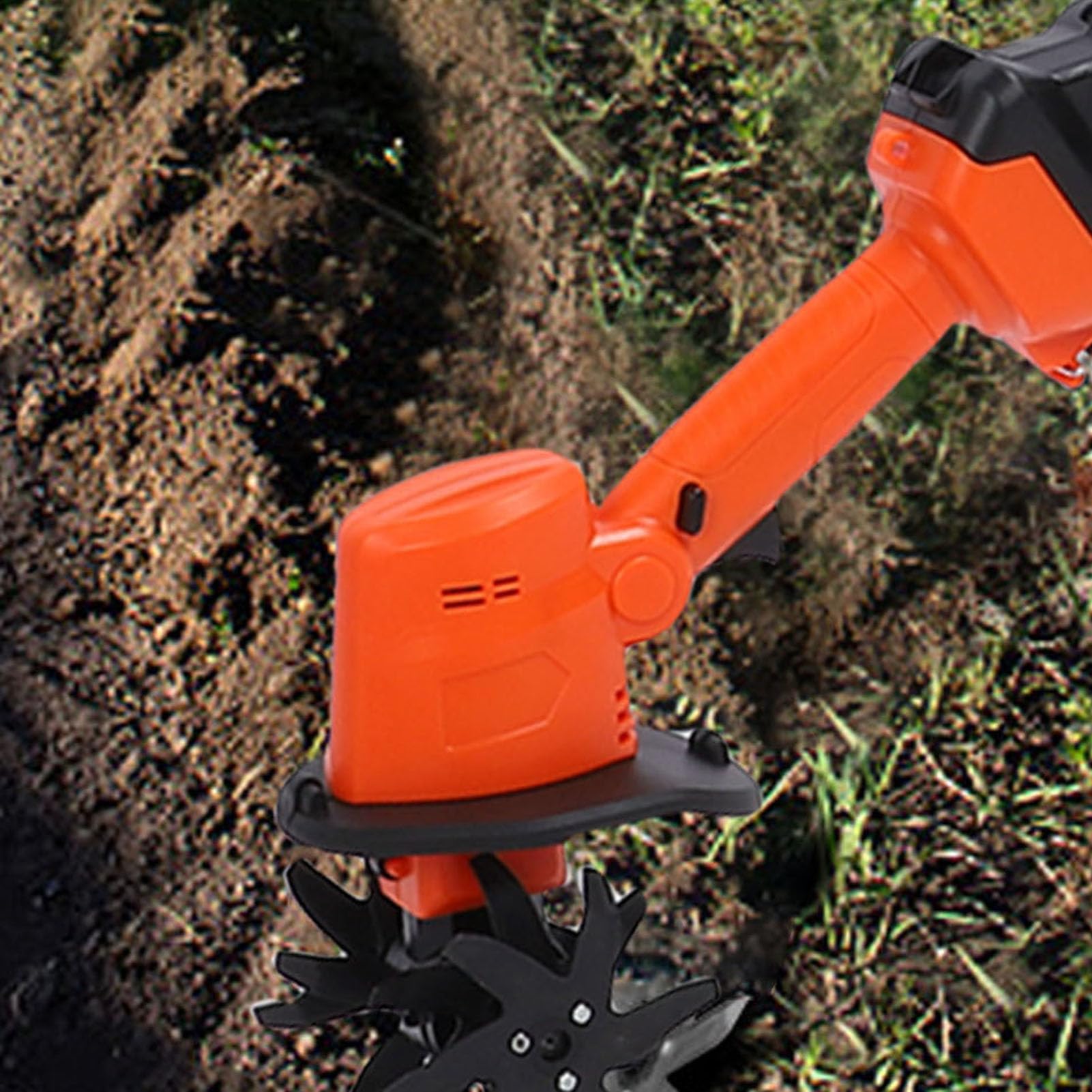 Sxhlseller Cultivador Inalámbrico, Herramienta de Jardín Portátil de 235 RPM con 4 Cuchillas de Acero Al Manganeso Compatible con Baterías de 18 V para Aflojar el Suelo y Eliminar Malas Hierbas