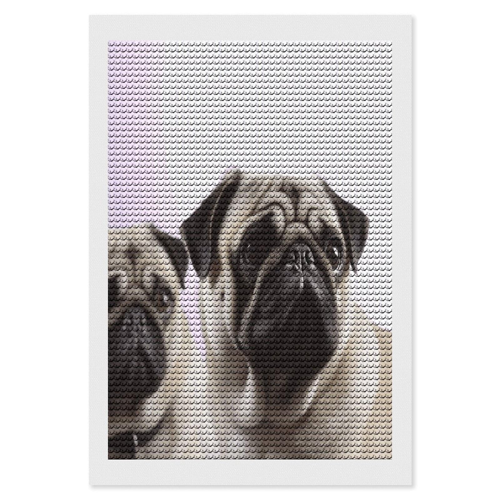 VstaDank Pug Dog Diamond Painting Kits Exquisite DIY Full Round Drill Diamond Dots Painting for Adults Beginner Diamond Photo Paint with Diamond Picture Art Wall Decor 8"x12"