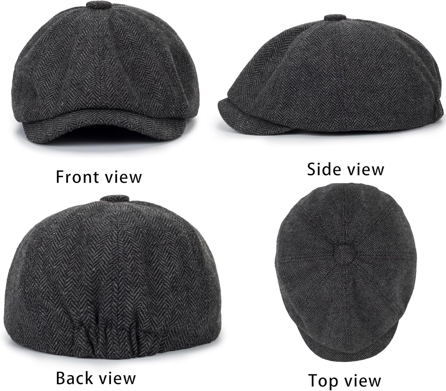 Vintage Wool Newsboy Cap for Kids Boys Girls - Tweed Flat Beret Cabbie Hat Pageboy for 5-9 Years - Image 2