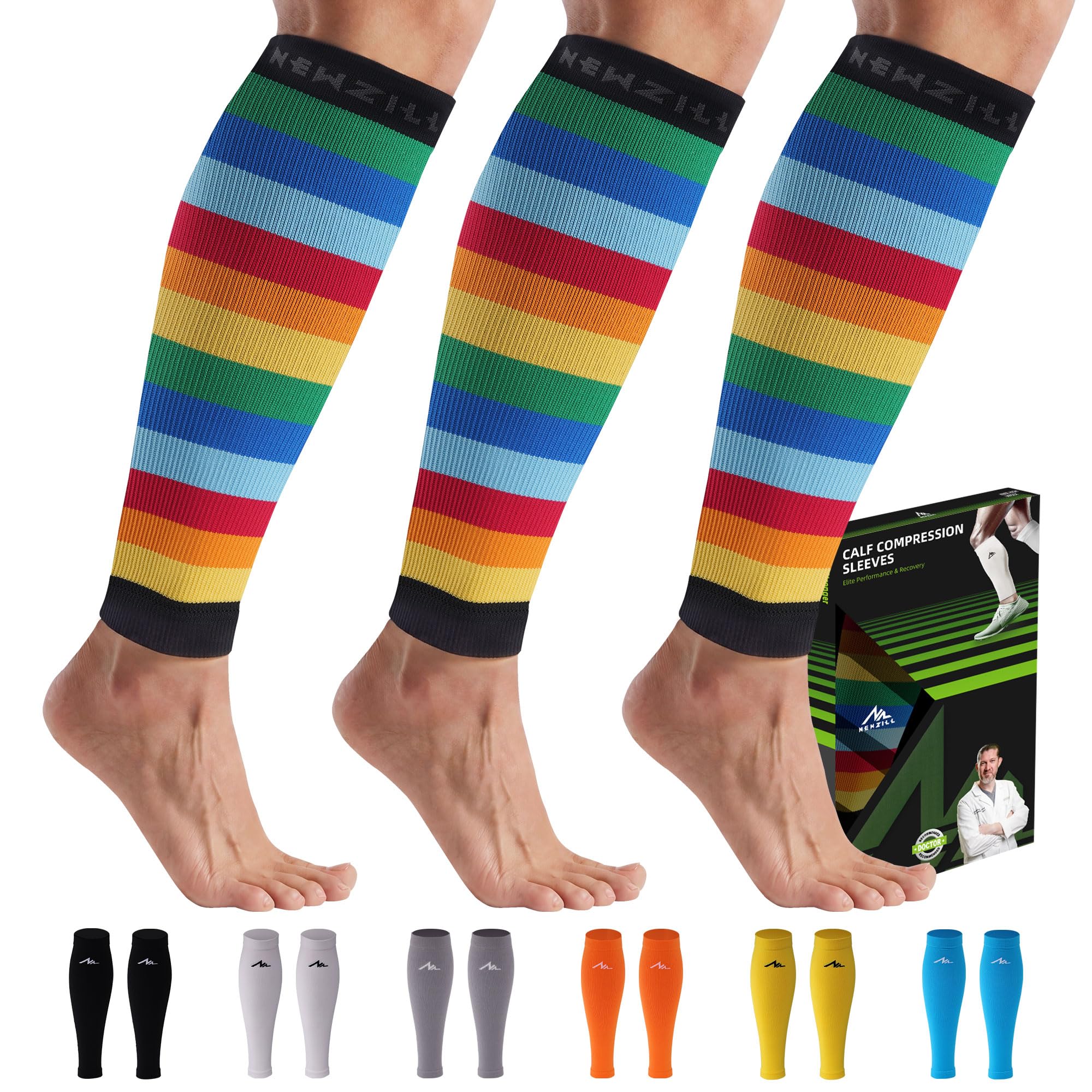 NEWZILL Compression Calf Sleeves (20-30mmHg) for Men &amp; Women Perfect Option to Compression Socks for Running Travel Nursing
