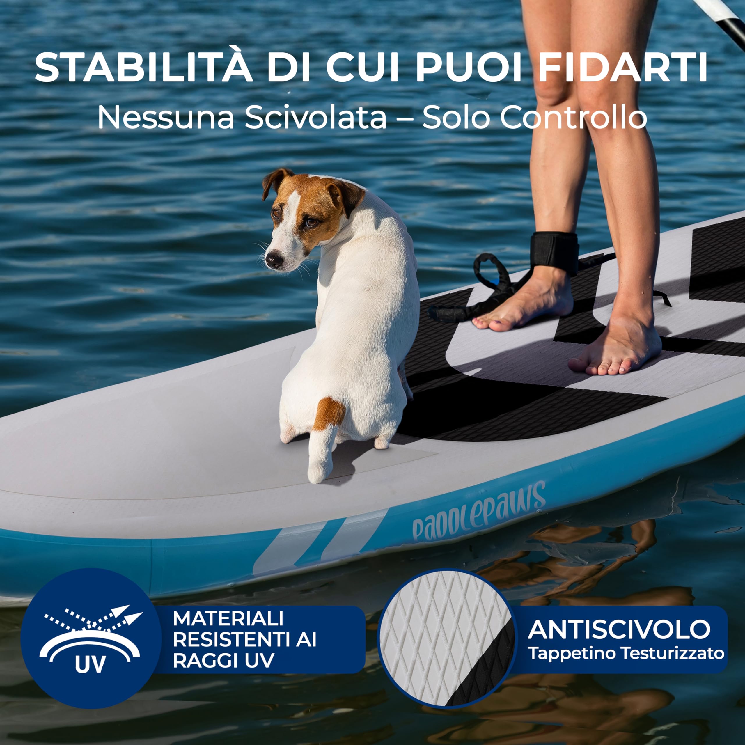 SereneLife SUP Gonfiabile XL, Tavola Sup Extra Larga per Adulti e Animali, Stand Up Paddle Board con Deck EVA Antiscivolo, Design Stabile, Accessori Premium, Capacità 200-220 kg