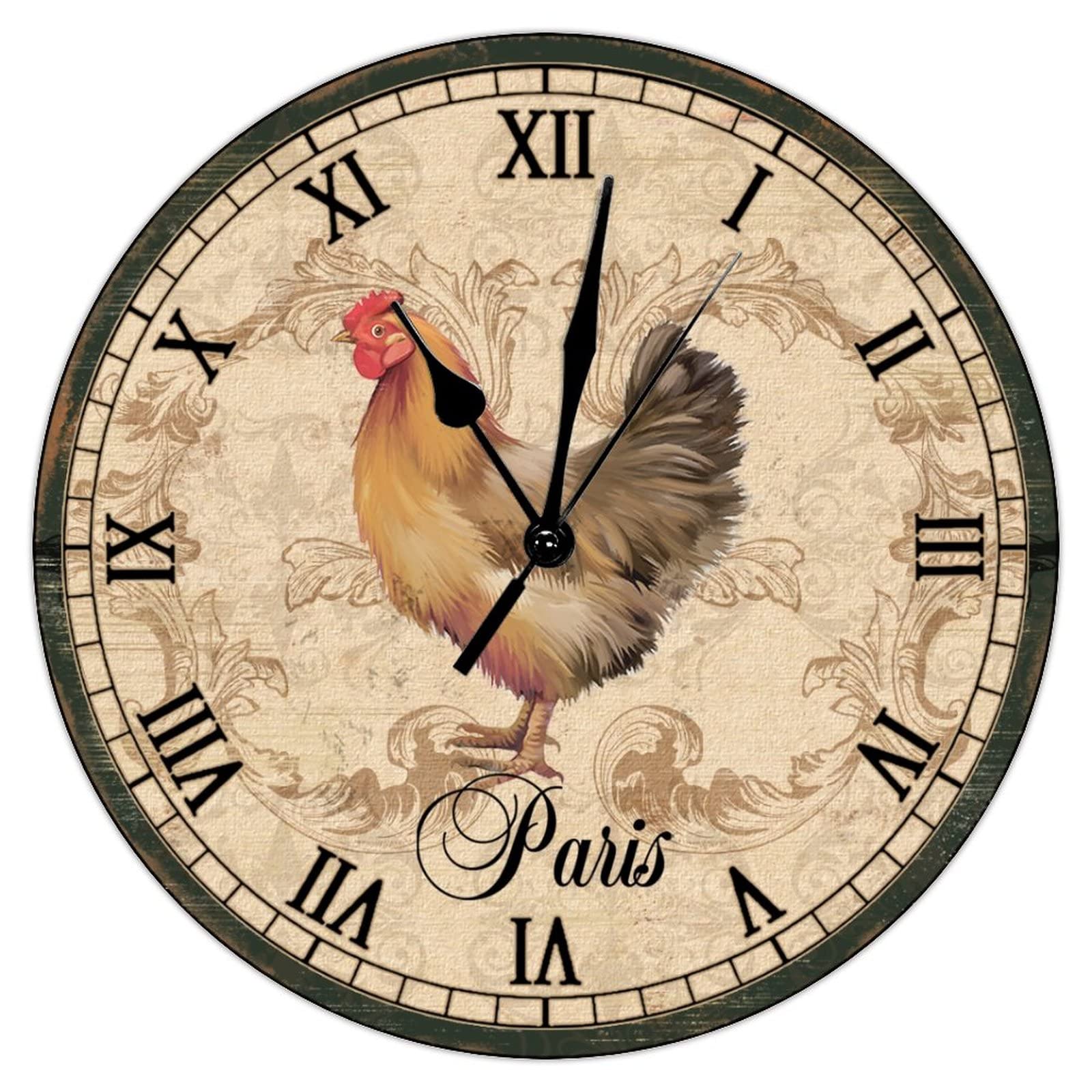 Horloges murales à quartz silencieuses style décoration de ferme rustique 30cm