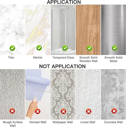 Miniatura 6 de Kadolina Paquete de 2 estantes adhesivos de ducha para baño, organizador de ducha de acero inoxidable, estantes de ducha para ducha interior, sin