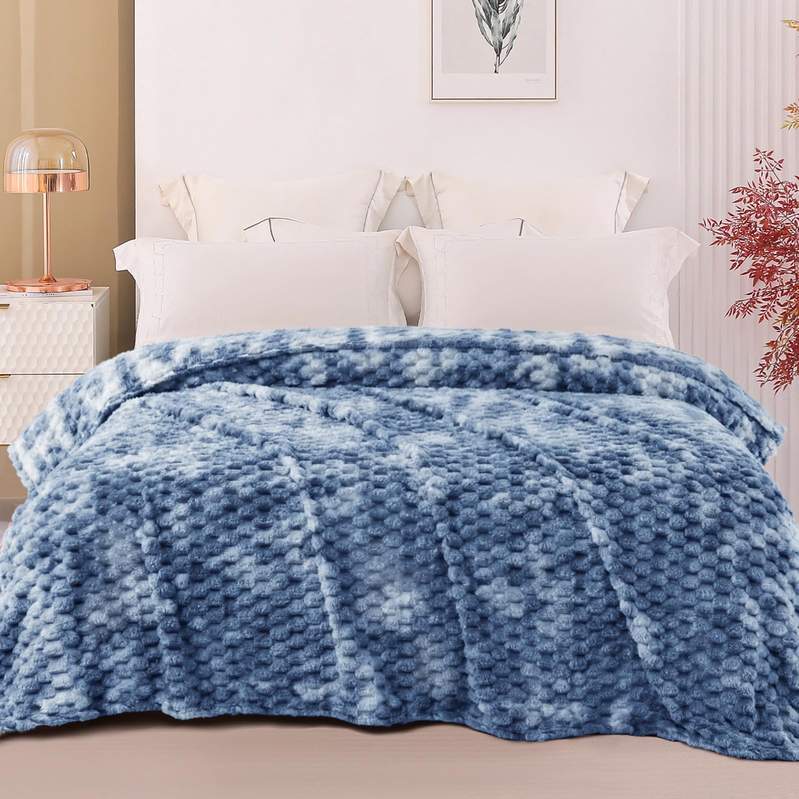 Exclusivo Mezcla 3D Fleece Twin Size Blanket for Bed, Tie-dye Blue