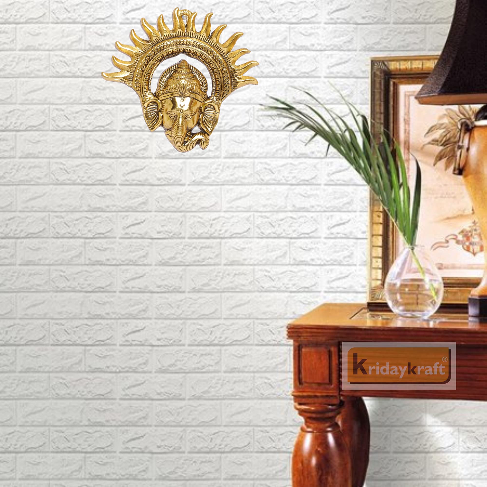 Prince Home Decor & Gifts Metal Golden Ganesha Wall Hanging Sculpture Lord Ganesh Idol Ganpati Lucky Feng Shui Wall Decor Arts,Religious Idol,Showpiece Figurines. - Image 2 thumbnail