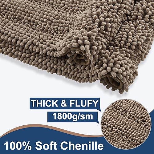 Miniatura 4 de Juego de alfombras de baño antideslizantes gruesas de felpilla lanuda FLOLEOPA, 2 piezas, alfombras de baño de goma termofusible espesada para baño,