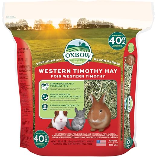 Oxbow Animal Health Western Timothy Hay For Pets, 40-Ounce/1.13 Kg,For Small Pets Like Rabbit, Guinea Pig