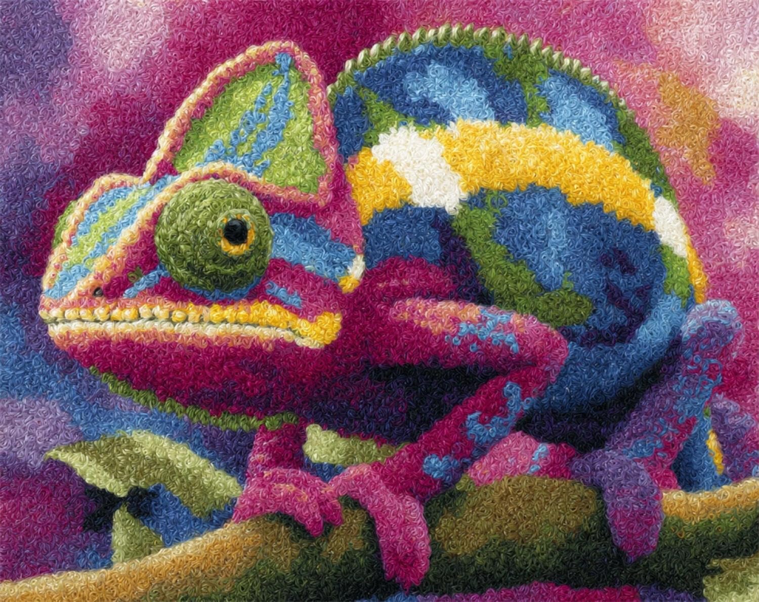 Henypt DIY Knüpfteppich Set Bunte Eidechse 80x115cm