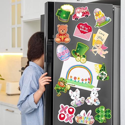 Miniatura 6 de Whaline 20 imanes navideños de San Patricio, Día de San Patricio, Pascua, imanes para refrigerador, camión de gnomo, calcomanías magnéticas de