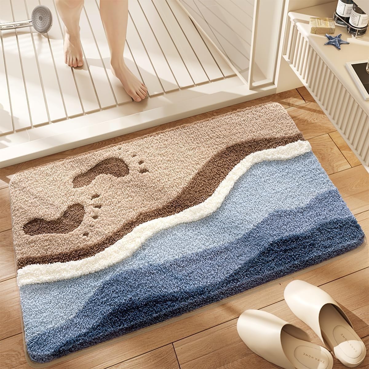 Tapis de bain océan 50x80 cm lavable en machine pour sol de chambre doux