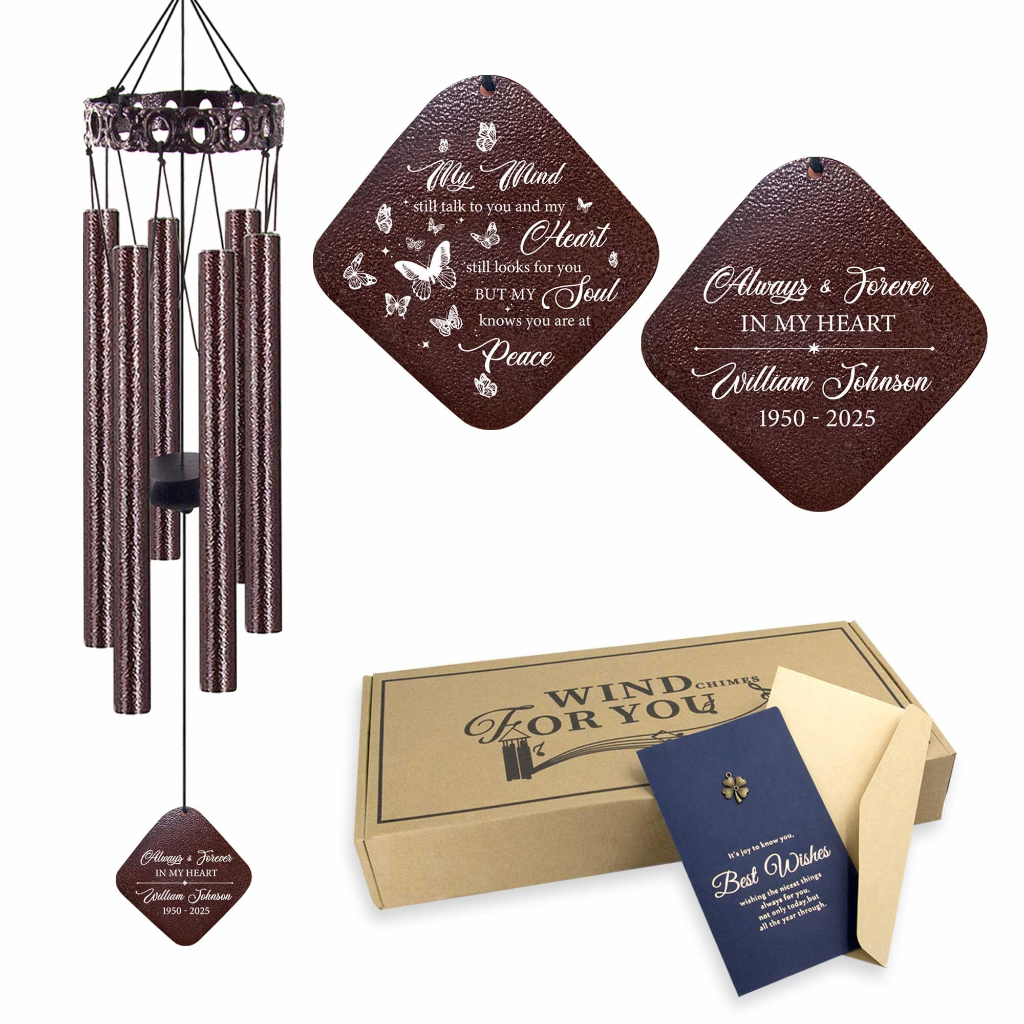 ASTARIN Personalized Memorial Wind Chimes, Customized Wind Chime for Loss of Loved One/Mother/Father, Wind Chimes for Outside Garden Decoration, Sympathy Gifts for Women/Man