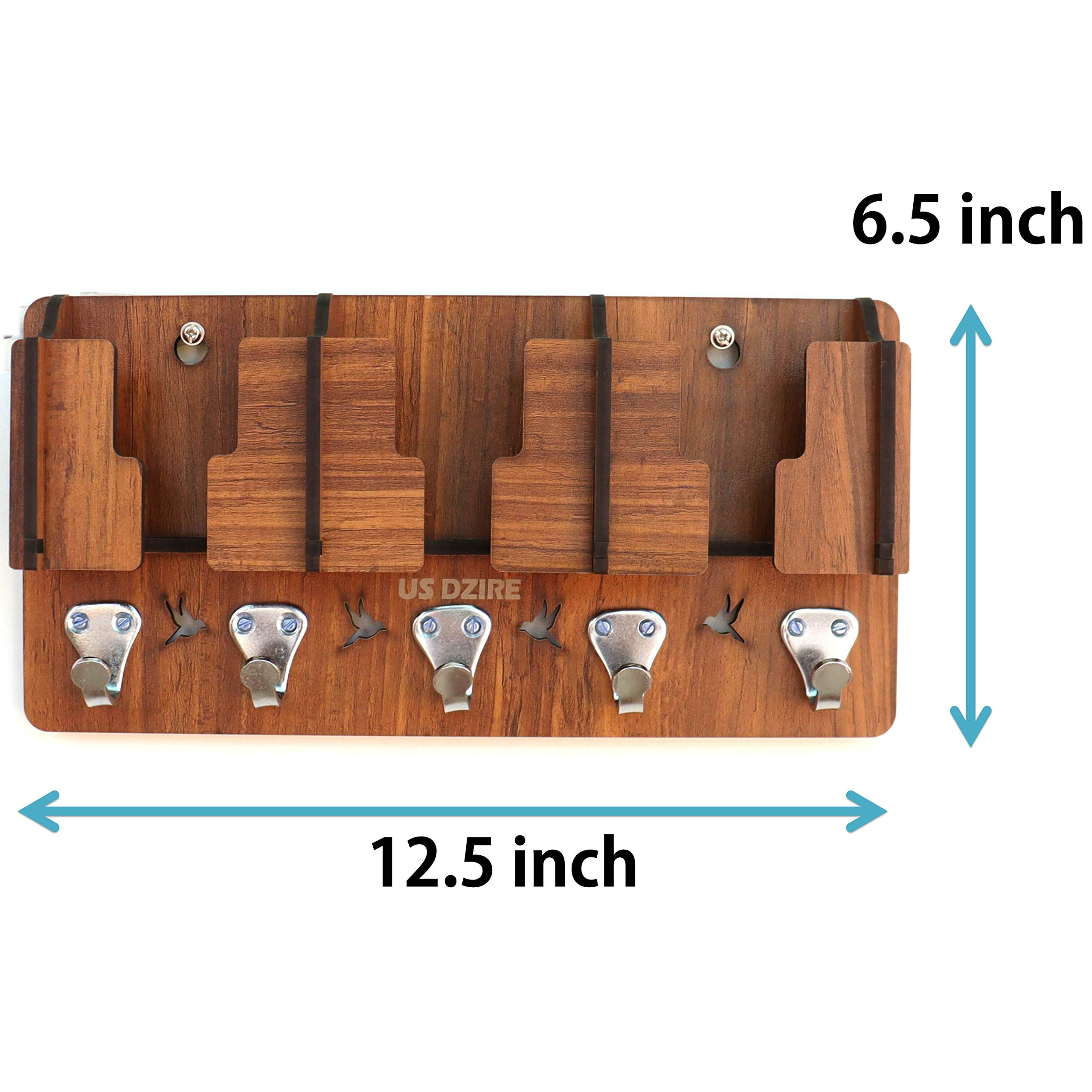 Wooden Key Holder with Charging Stand - Wall Mount Organizer -3