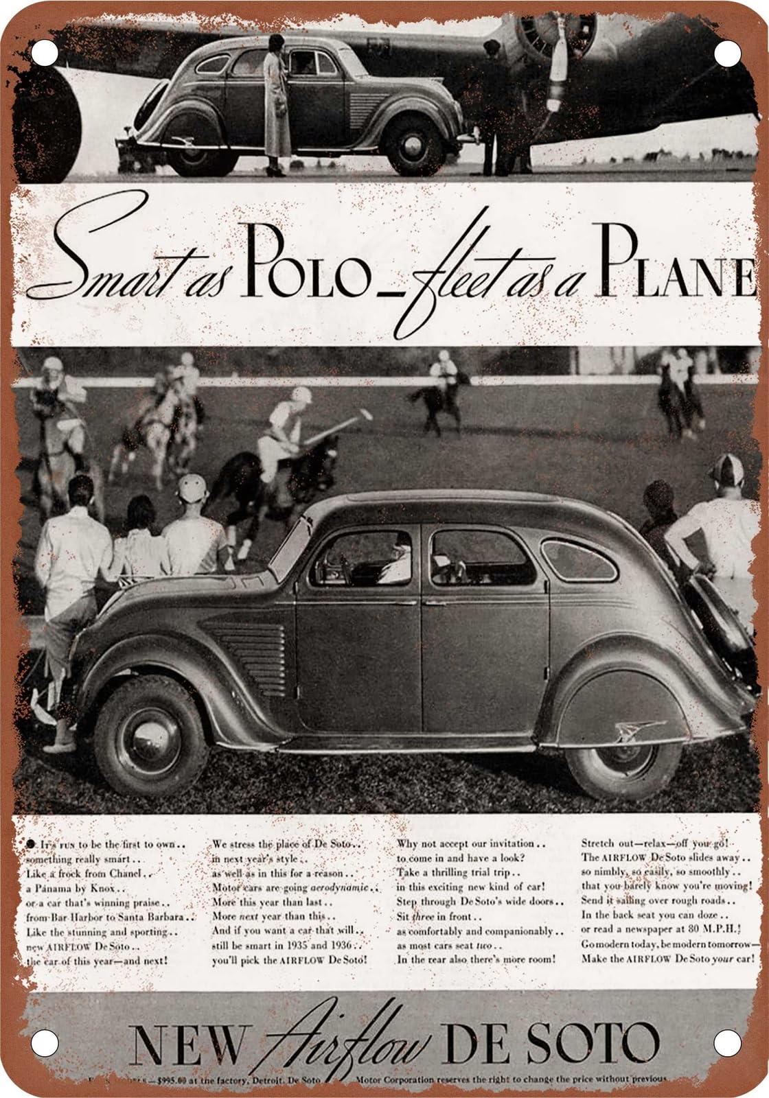 Miaomansenstore Metal Sign - 1934 Desoto Vintage Ad 07 - Old Retro Rusty Look Home Decor