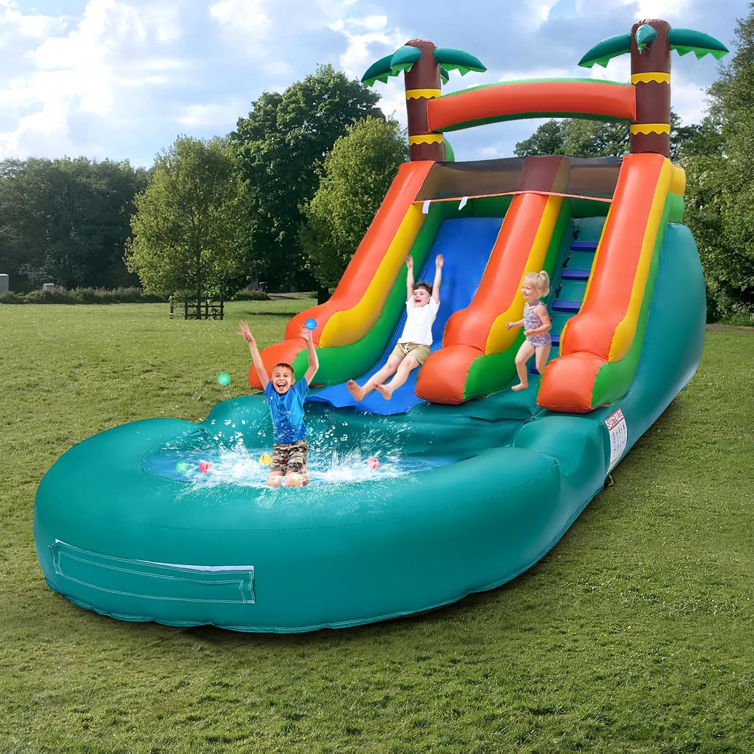 Commercial Grade Water Slide 21'x9'x12' Inflatable with Pool for Kids and Adults, Wet Dry Use, Summer Splash Fun (Jungle Water Slide)