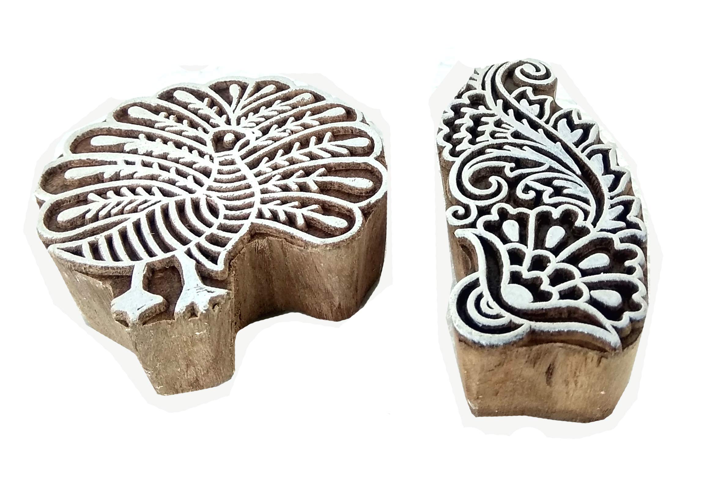 Rastogi Handicrafts Drewniane klocki do drukowania ręcznie rzeźbione do drukowania tkanin, ceramiki, rękodzieła, tatuażu ciała, scrapbookingu nadruk drewniana pieczątka wykonana z drewna (Design_B)