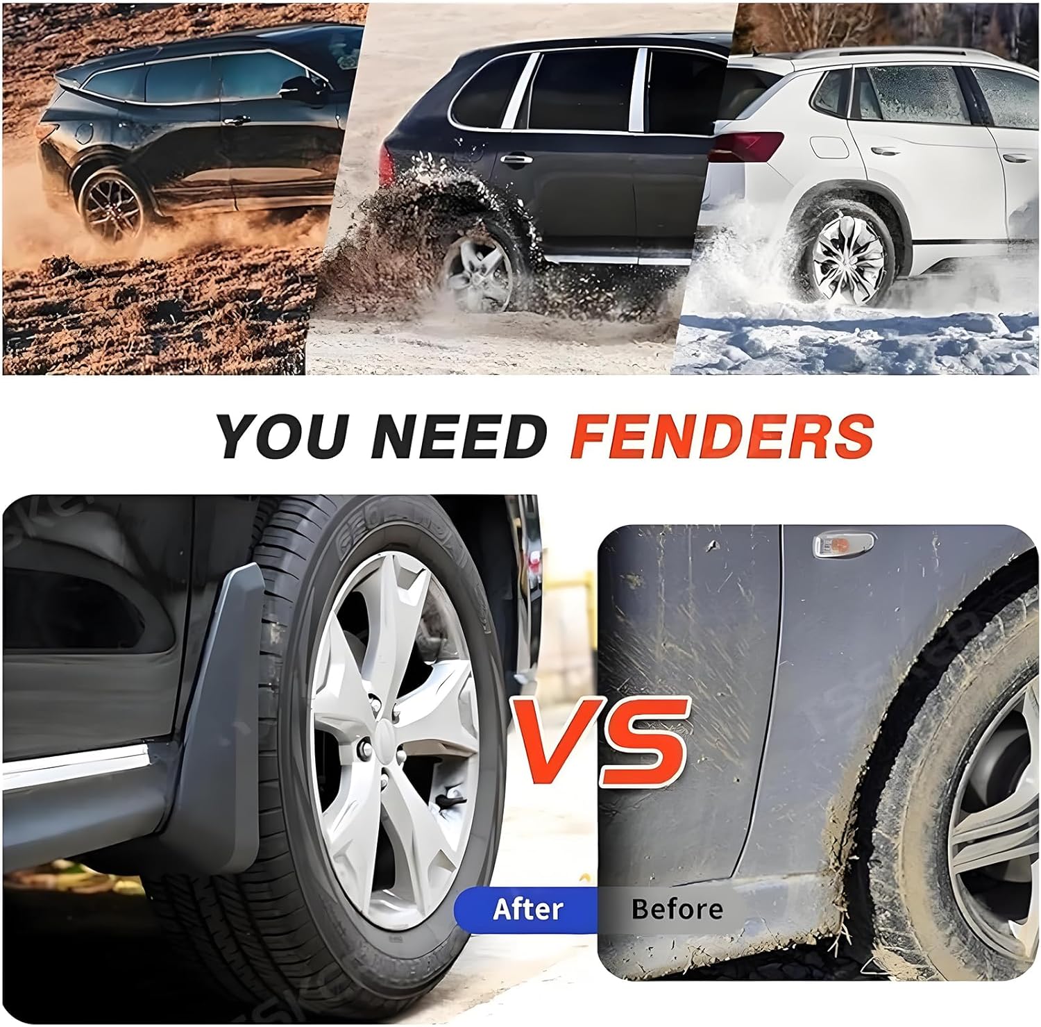 4Pcs Car Mud Flaps No Drill Splash Guards Compatible with Cadillac XT4 2018-2023 XT5 2016-2023 XT6 2019-2024 All Weather Anti-mud Protection Mudguard Fender Easy Install Mudflaps(Size:for XT5 16-23)