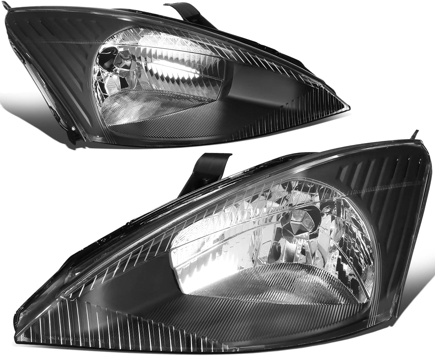 DNA MOTORING HL-OH-FF03-BK-CL1 Pair of Headlights Compatible with 2003-2004 Focus,Black Housing Clear Lens Clear Reflector
