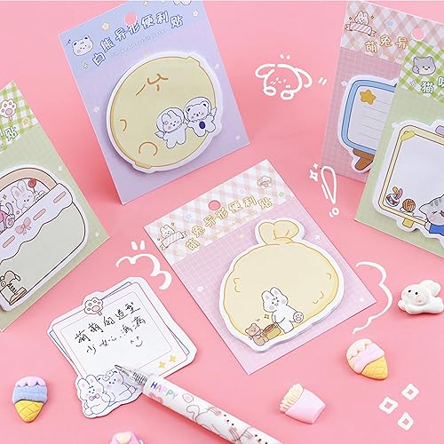 Miniatura 3 de 144 hojas de notas adhesivas, notas adhesivas de dibujos animados Kawaii con 12 formas diferentes, mini marcadores de banderas, blocs de notas