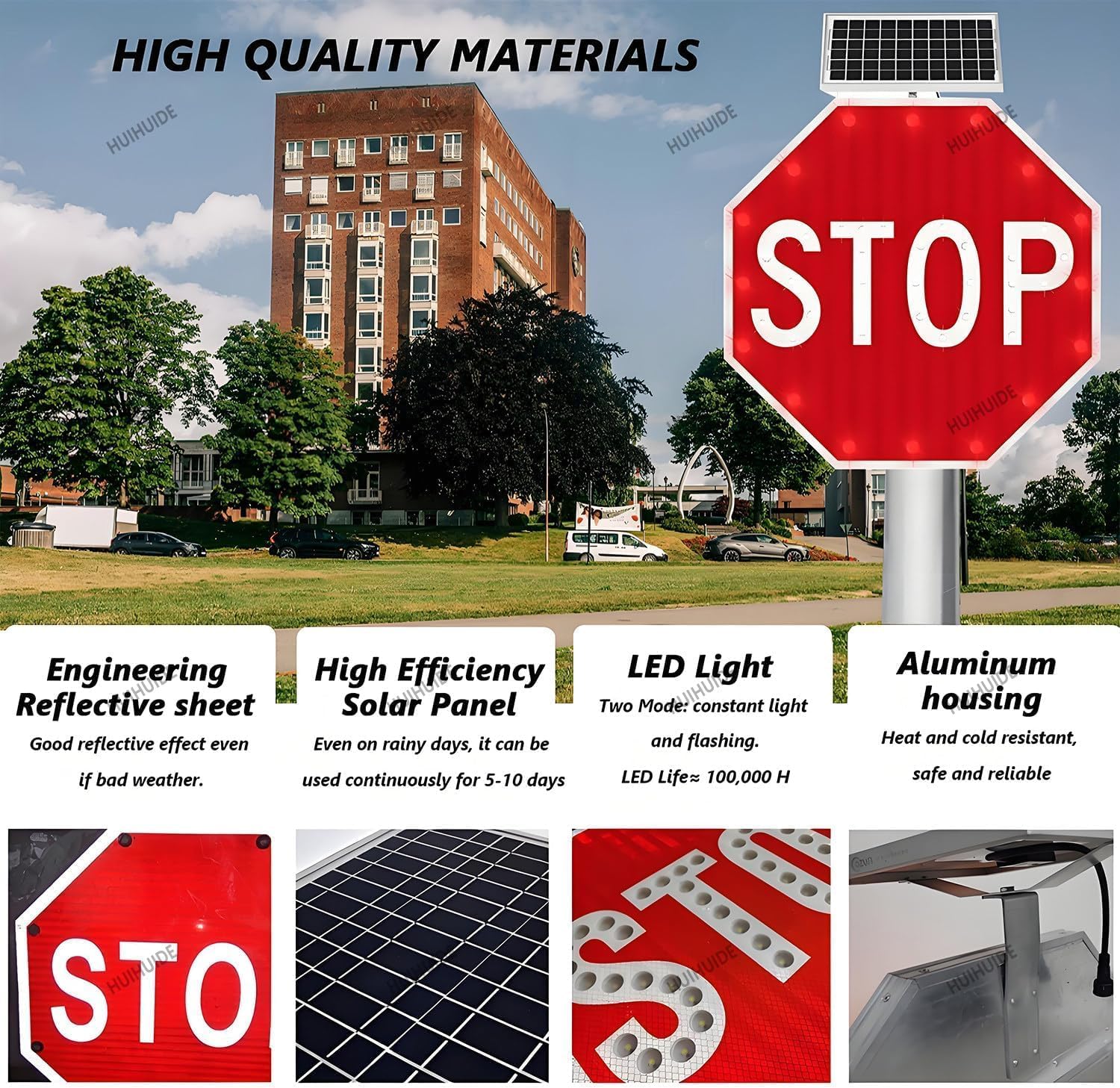 24 Solar Powered Led Speed Limit Sign - Waterproof Aluminum Traffic Signal with Flashing Lights for Enhanced Road Safety Multicolor 80cm(32in)