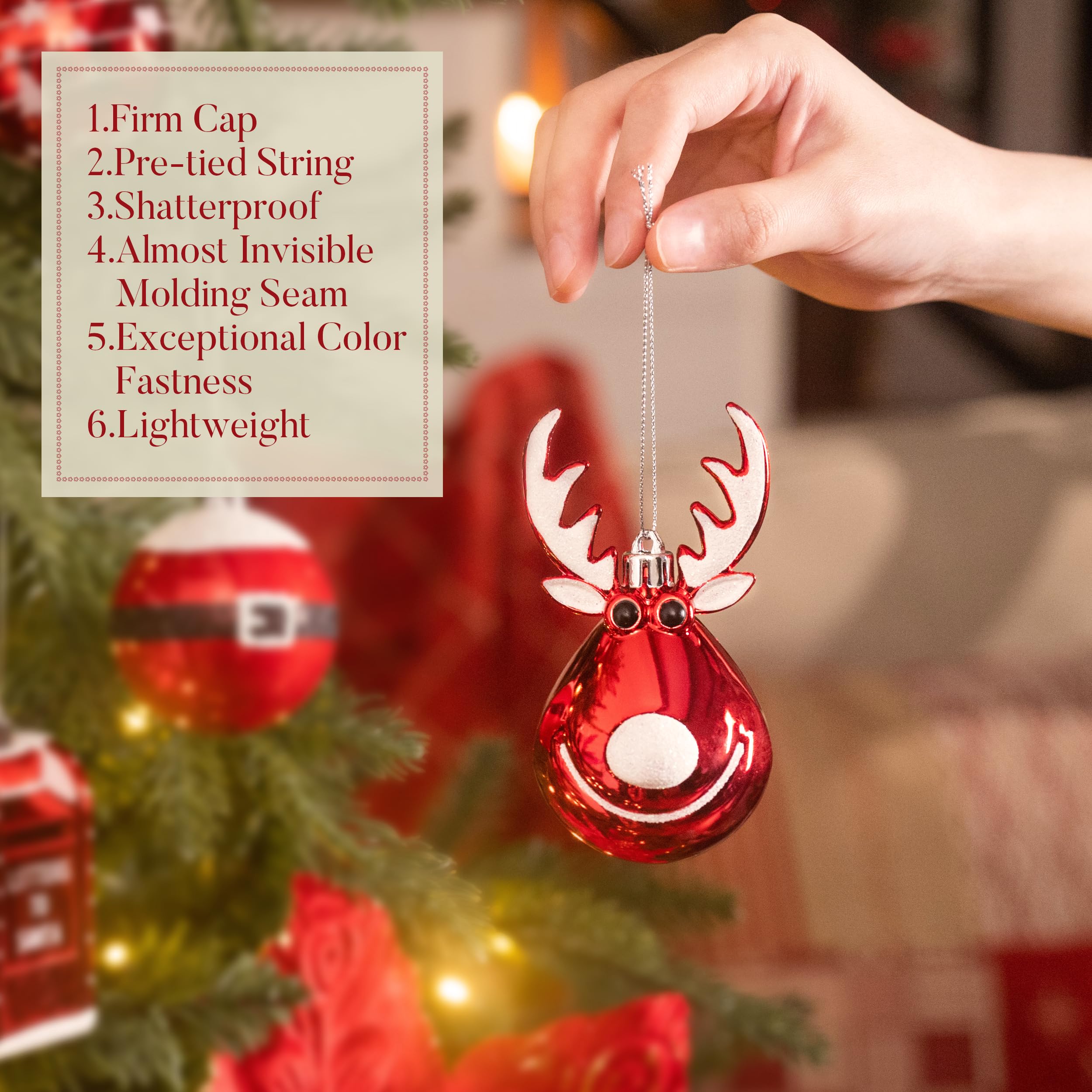 Valery Madelyn Lot de 100 Boules de Noël incassables Assorties Rouges et Blanches pour Sapin de Noël, décorations Traditionnelles à Suspendre en Vrac pour décoration de fête de Noël