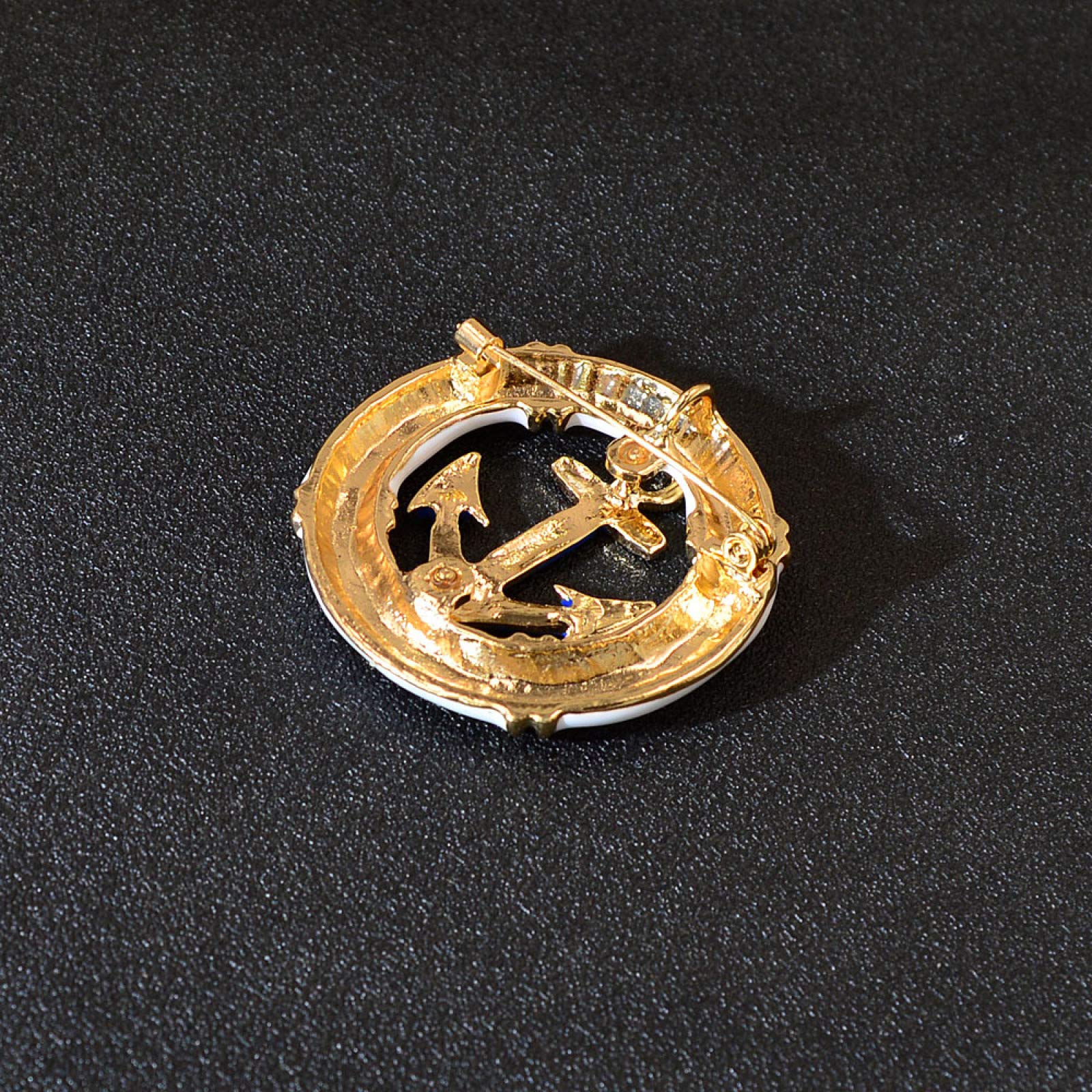 Broche Vintage Thème Marine - En Plastique, Occasion, Bijou Fantaisie Rétro Style Marin