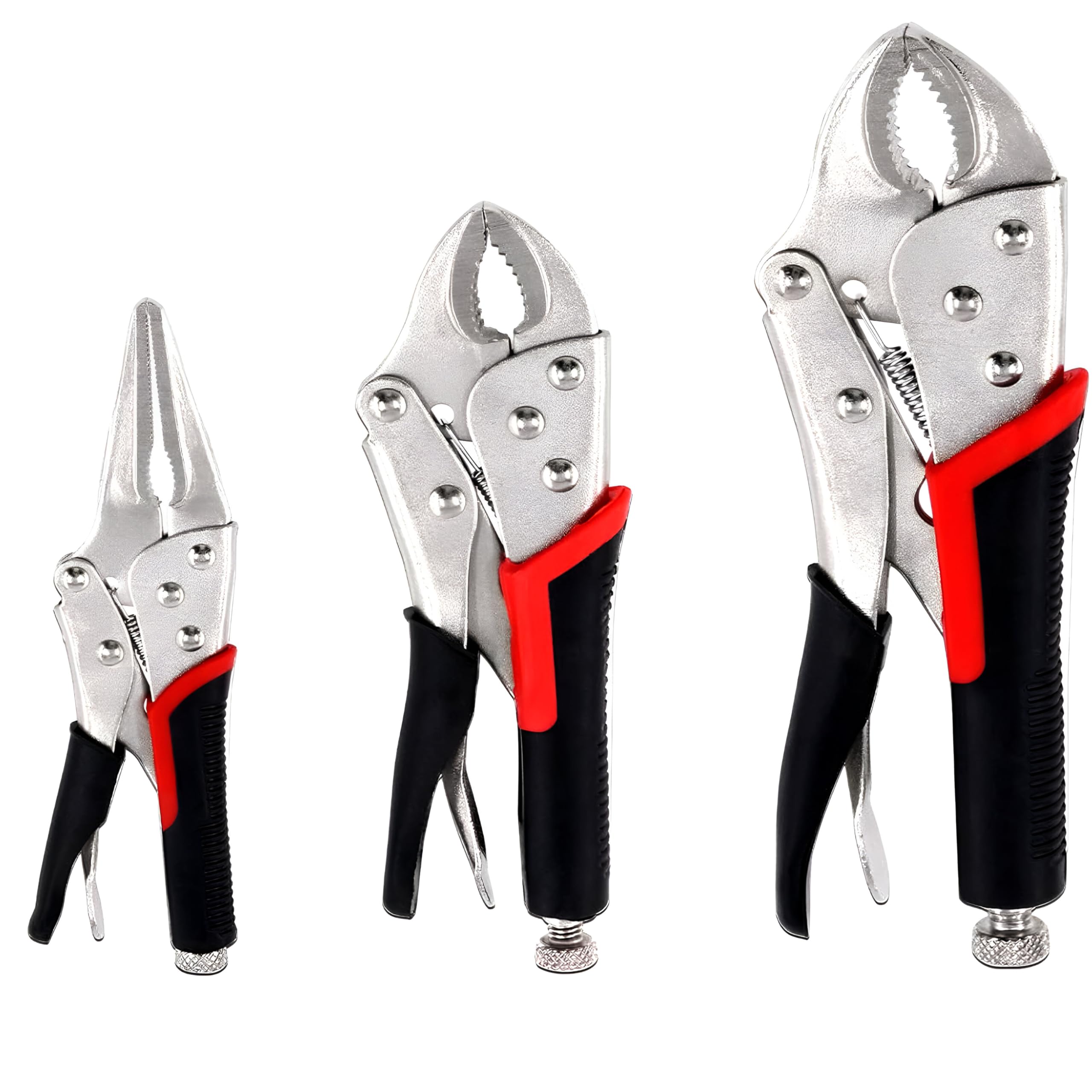 NTEK Locking Pliers Set, 3 Piece Mole Grip Vice Wrench Set, Quick-Release & Self-Locking with Soft Grip, Clamps Fitted with Quick Release, Thumb Screw Adjustment