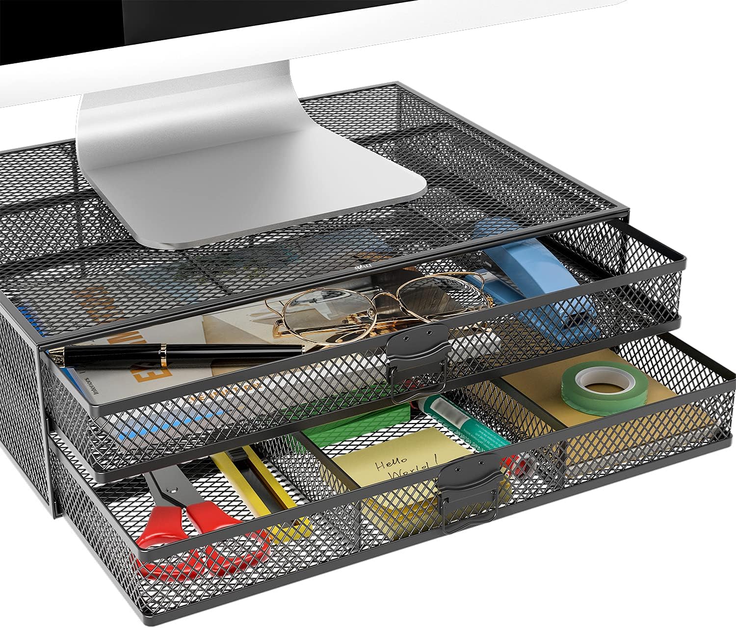 Amazon.com: WALI Metal Mesh Monitor Riser Desktop Stand with Storage ...