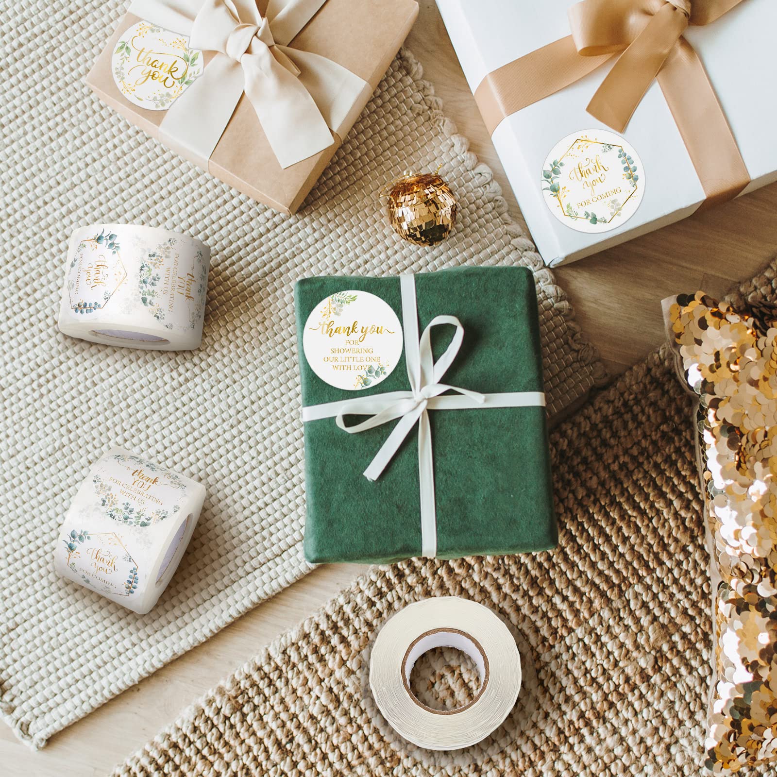 Snapklik.com : 500 Pcs Thank You Stickers Greenery 2 Inch Circle Round ...