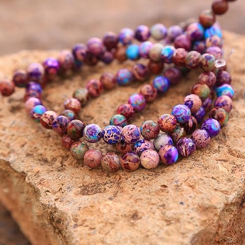 Miniatura 33 de Cuentas de jaspe imperial bicolor, 67 piezas de cuentas de piedra de 0.236 pulgadas (0.236 in), piedras preciosas sueltas, tamaño de agujero