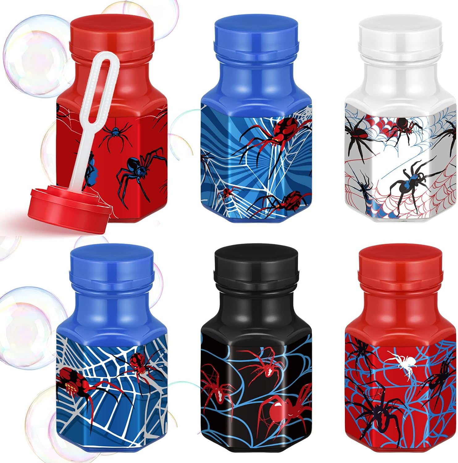 48 Pack 4th of July Party Favors Mini Bubble Bottles Wands Patriotic Decorations 250th Anniversary Red Blue White Star Gift for Independence Day Outdoor Activity Bubble Birthday Gifts Bulk
