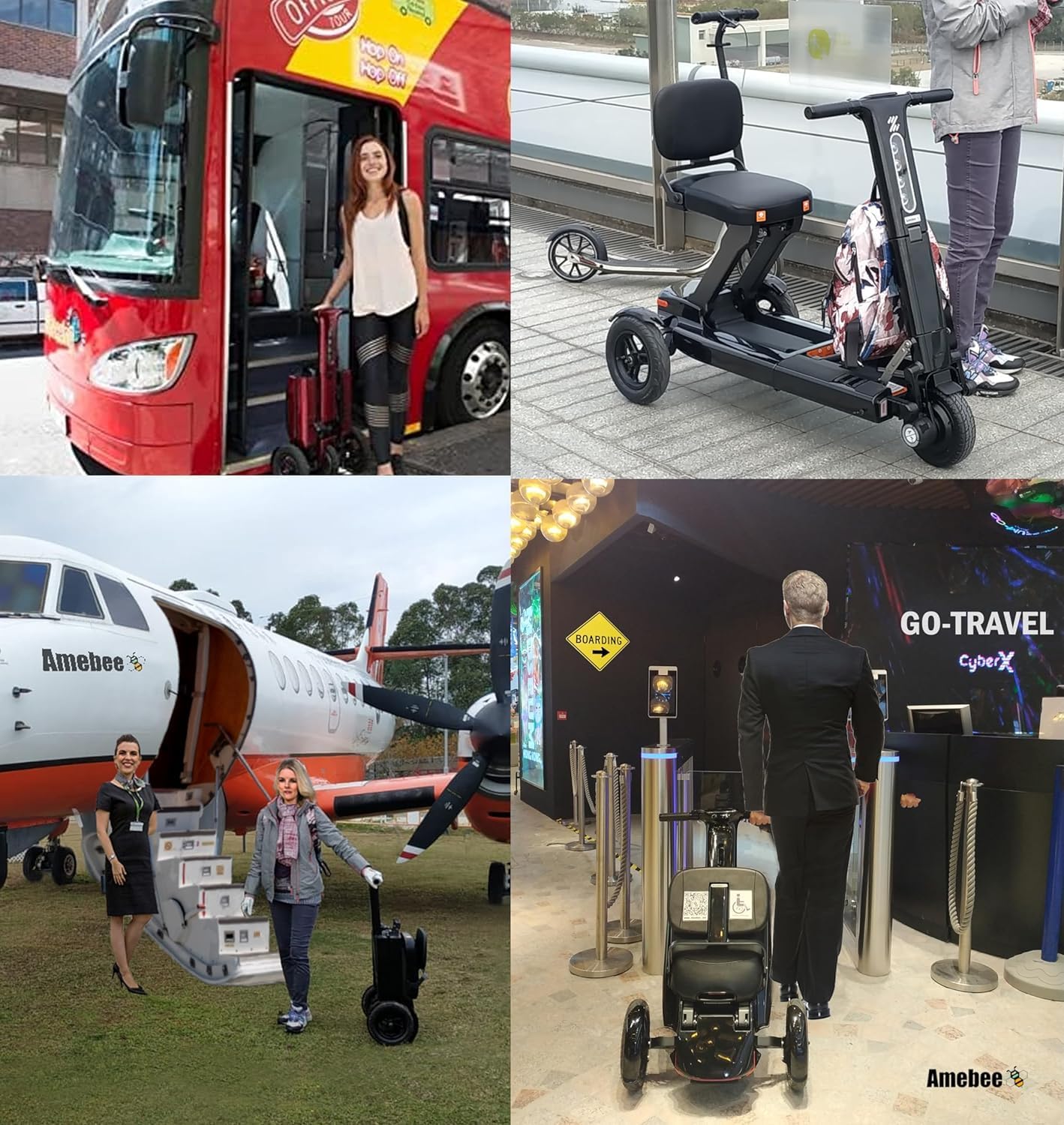 Amebee Mobility Foldable Scooter U.S. Standard Light Weight Strong Structure Compact Walking Aid, Full-Size Portable Vehicle for Adults Adults Seniors Handicapped Travel Assistance