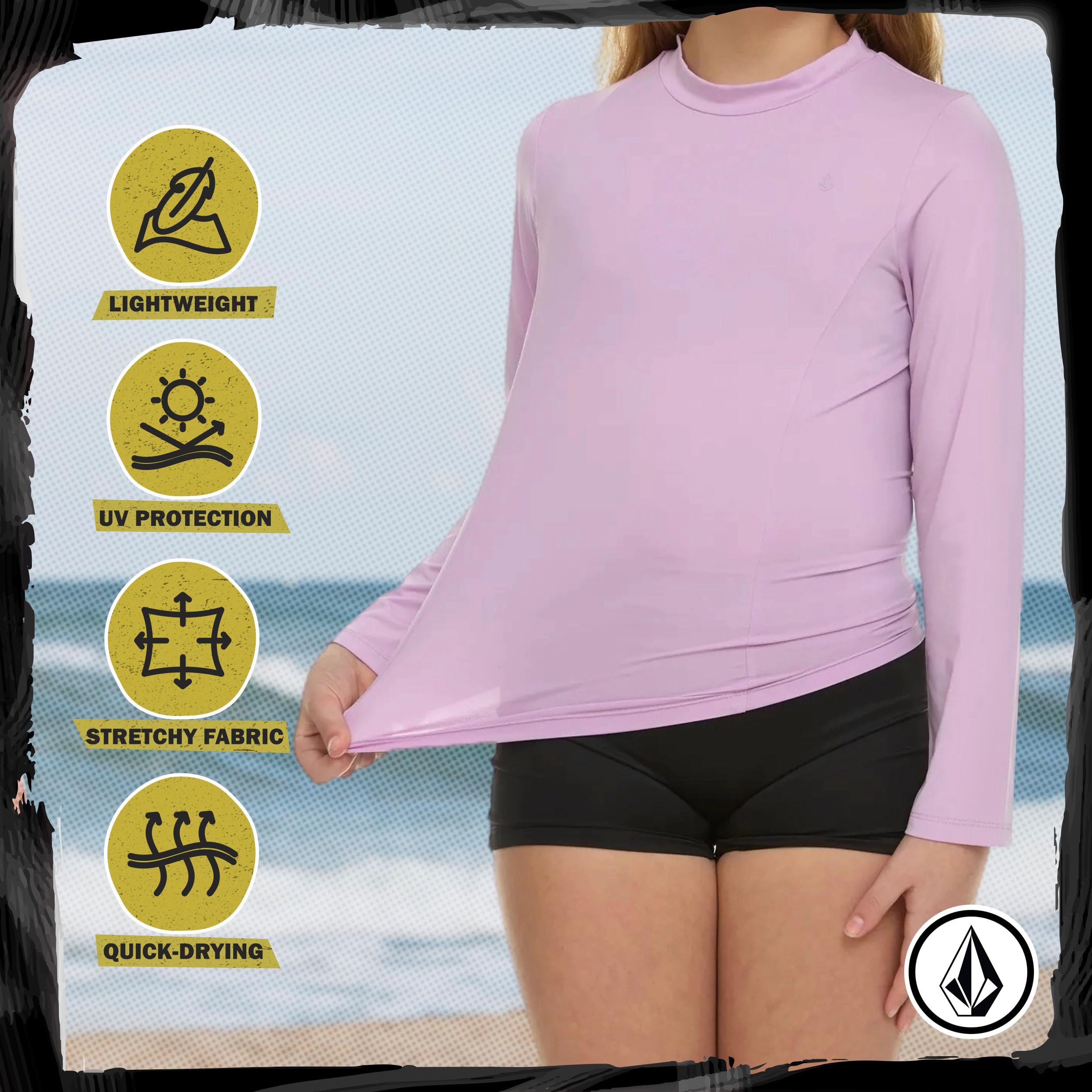 Volcom Rash Guard - Maglietta da nuoto a maniche lunghe per ragazze, confezione da 2 pezzi, SPF50+