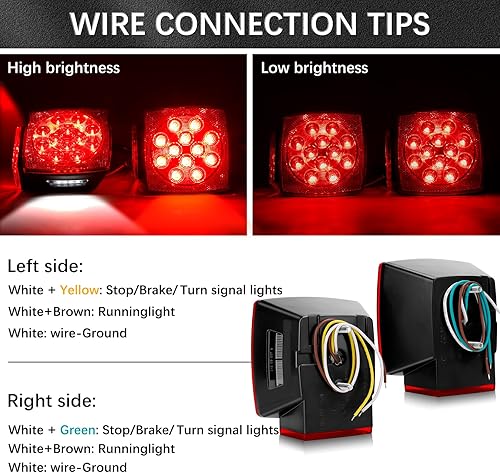 Miniatura 5 de Kit de luz de remolque de 12 V con certificación DOT para barco, caravana, automóvil, fácil montaje con arnés de alambre, oblea LED, impermeable,