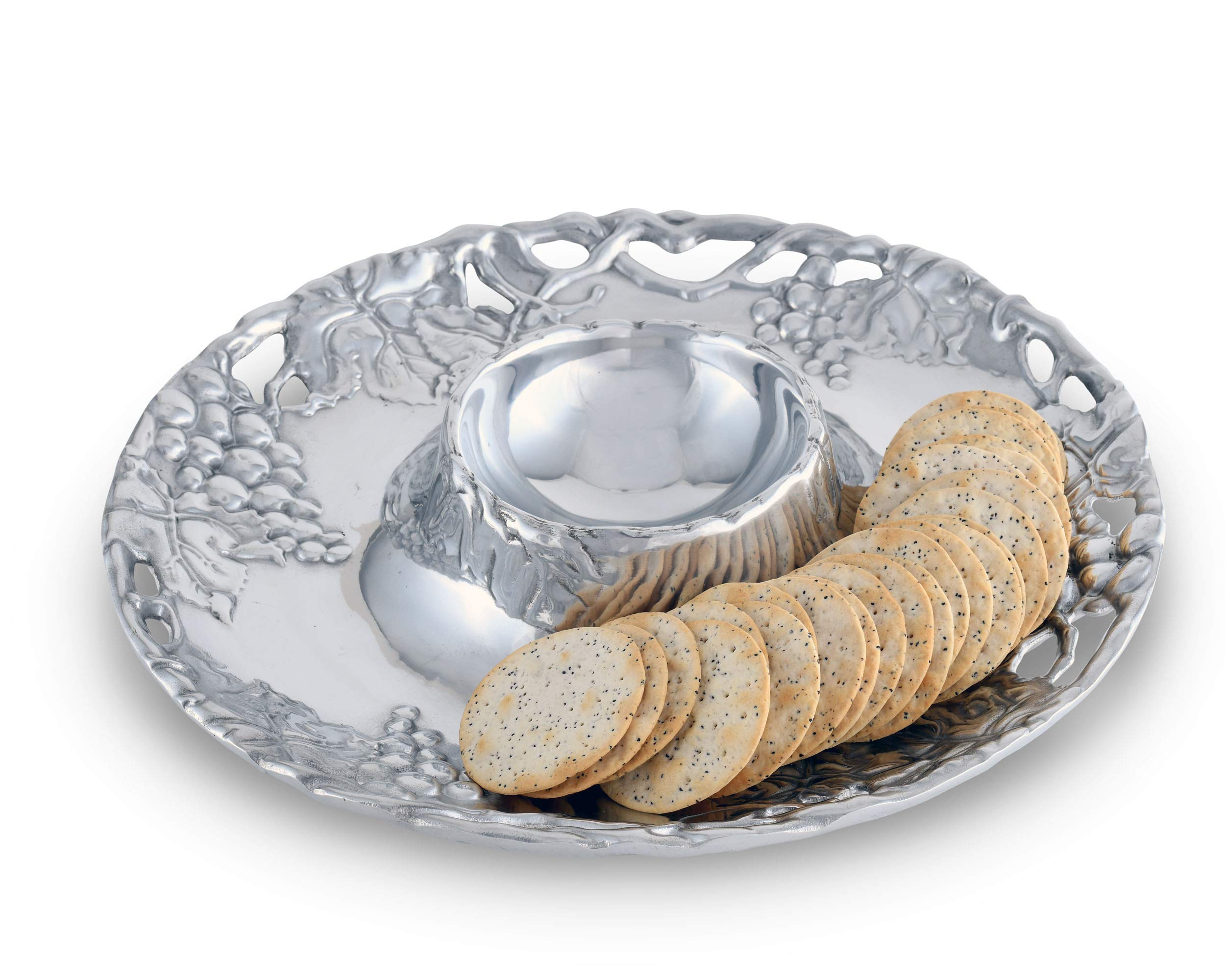Arthur Court Grape 14-Inch Round Chip and Dip Tray
