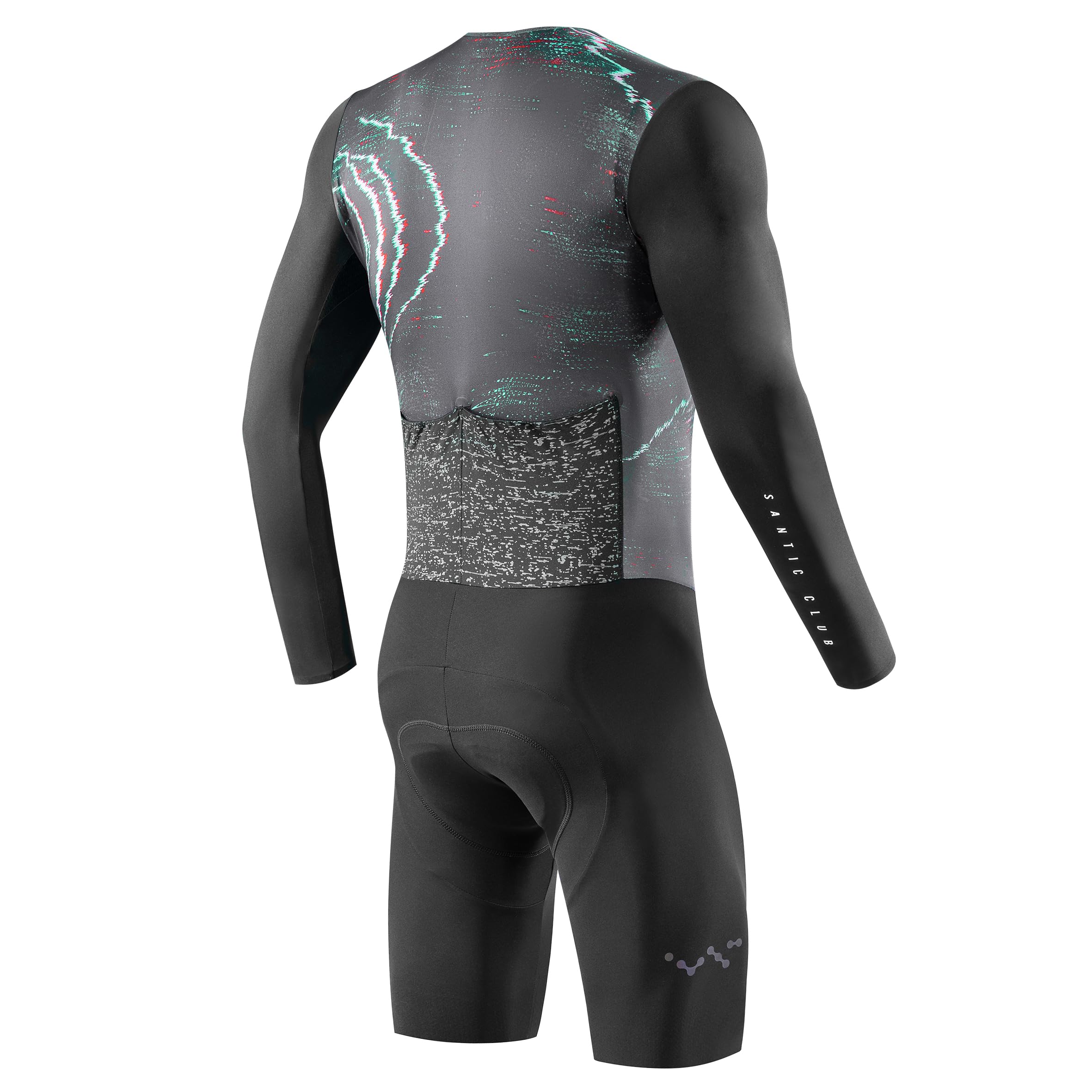 Santic Herren Triathlonanzug Einteiler Langarm Triathlon Anzug Gepolstert Trisuit Triathlon Kurz Hohe Elastizität Abnehmen Fahrrad Skinsuit