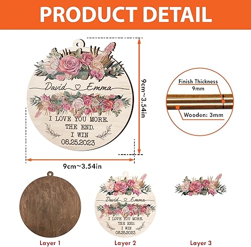 Miniatura 3 de V VIBEPY Impreso en toda la superficie, adornos personalizados para parejas, adornos de Navidad, adornos de boda, 3.5 pulgadas, adornos de 3 capas,