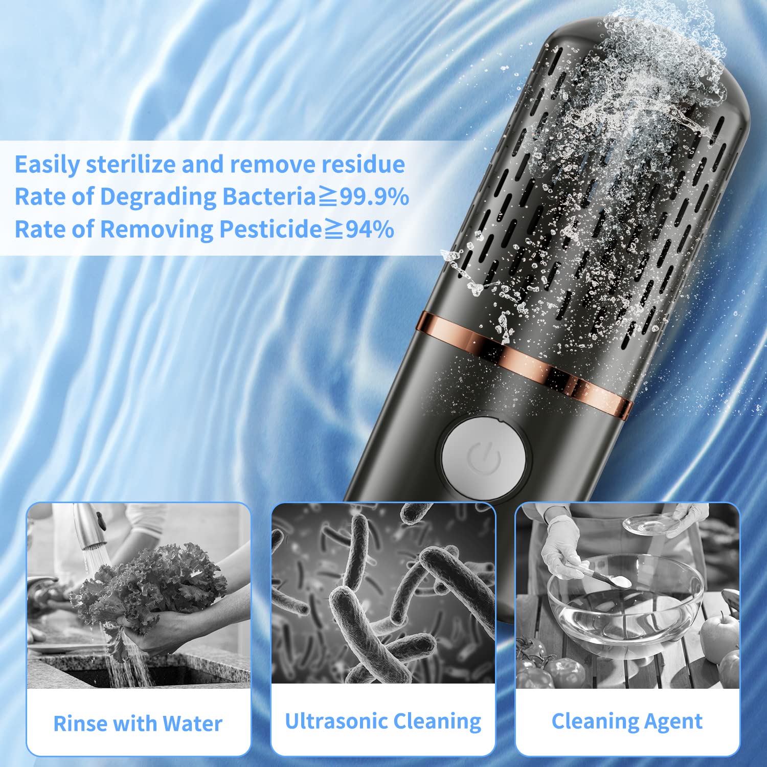 Fruit And Vegetable Washing Machine, IPX7 Waterproof Fruit Purifier, Portable Fruit Cleaner Device For Veggies Rice Meat Cleaning - View #3