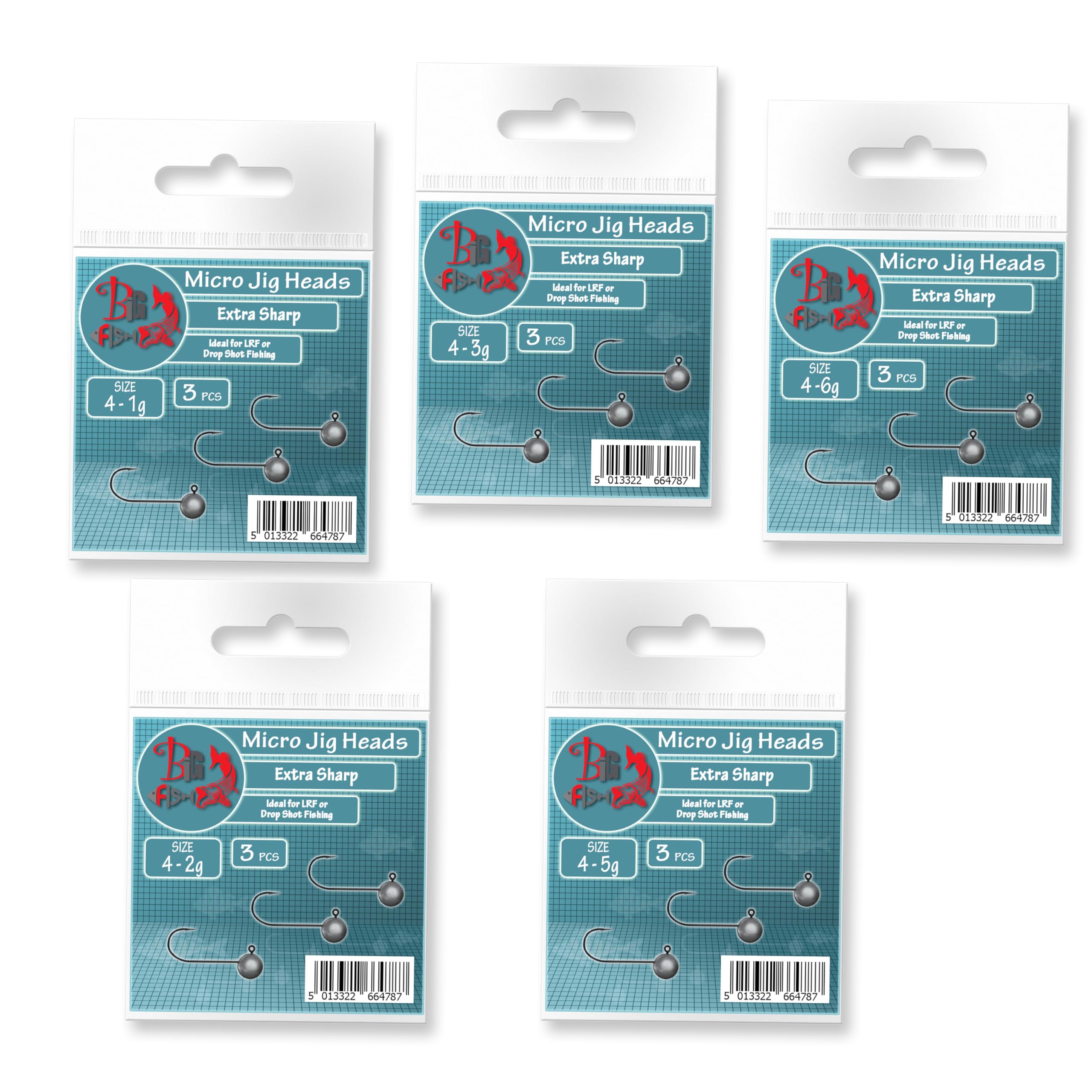 Micro Jig Heads size 4 1-6g LRF Perch Soft Lure Drop Shot Fishing Set (VA02. 6pcs size 4-1g Micro Jig Heads Big Fish)