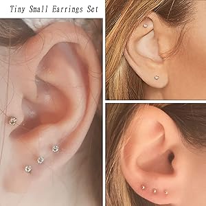 Set Orecchini Piercing Acciaio Chirurgico - 27 Pezzi Per Helix, Trago E Cartilage