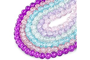 SuHome 1920pcs 8 Color Crackle Lampwork Glass Beads for Bracelet Necklace Jewelry Making