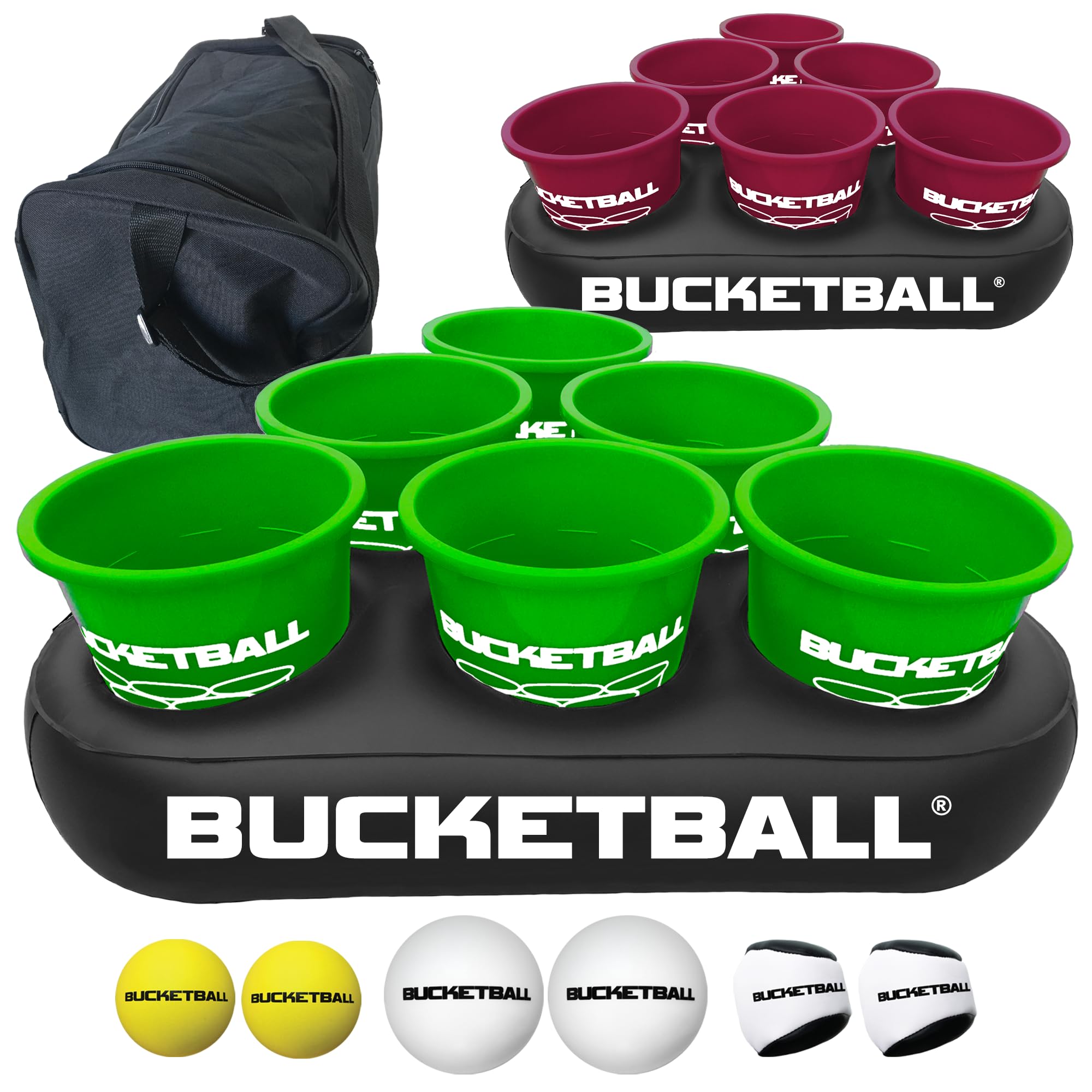BucketBall | Édition couleur d'équipe | 12 options de couleur | Le jeu de pong géant original | Idéal pour camping, plage, cour, pelouse, extérieur, famille, adultes, hayon, événements et plus encore