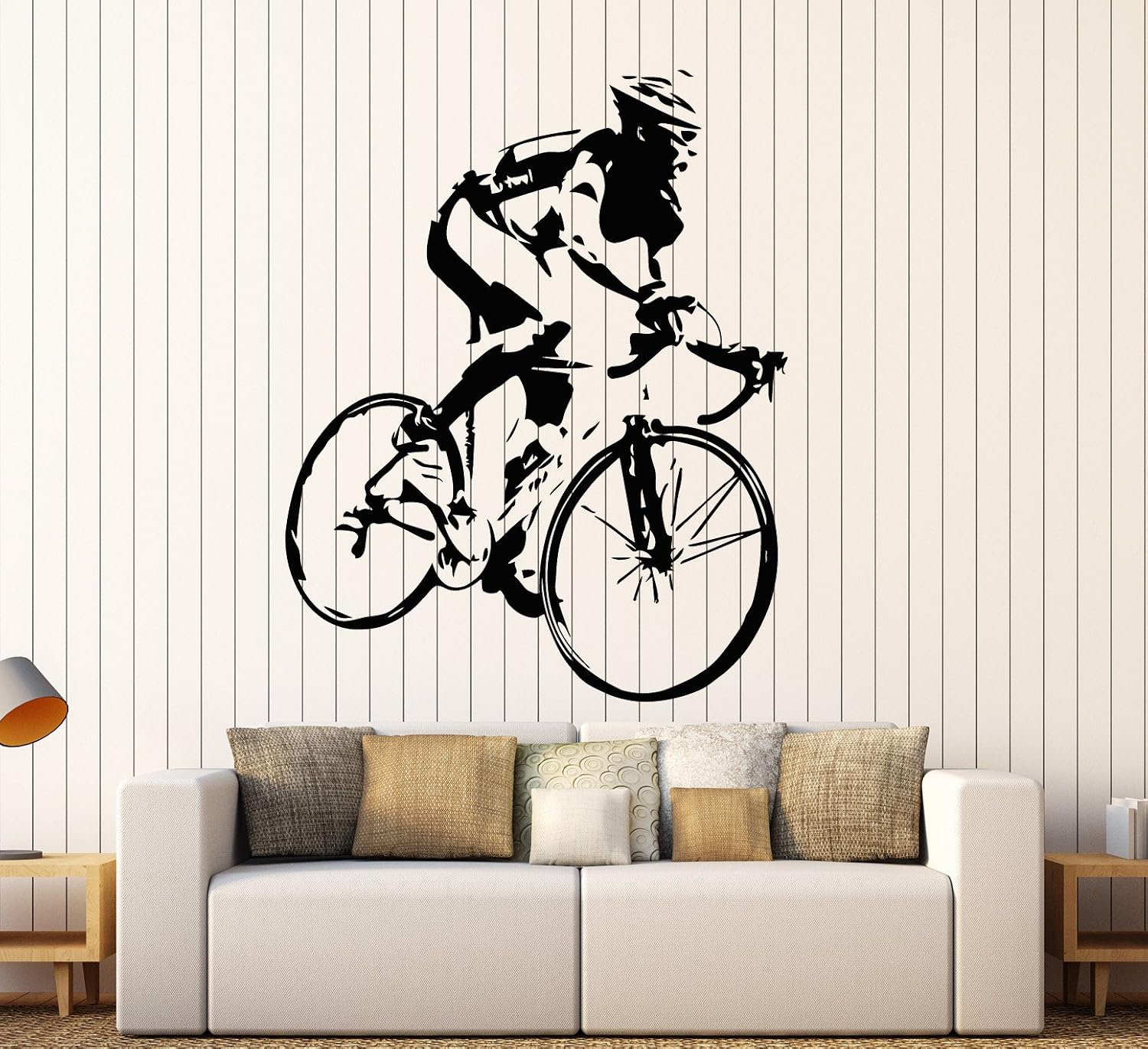 Vinyl Wall Decal Racing Cyclist Bike Bicycle Stickers Mural (ig4160) Black