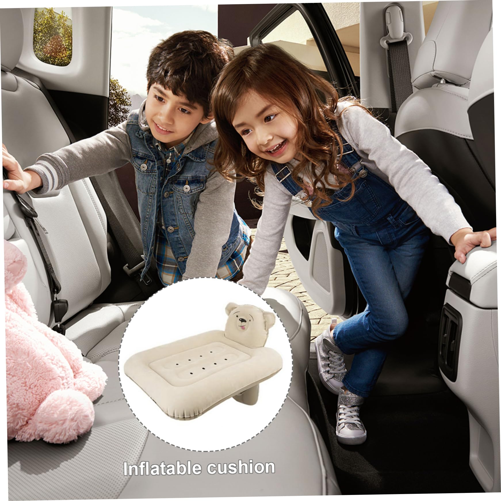 Aufblasbares Flugzeugbett für Kleinkinder 81, 3x79, 7x61 cm tragbare Faltbare Schlafplattform für Kinder mit sicherem erhöhten Rand und Pumpsack aufblasbare Flugzeugsitzverlängerung