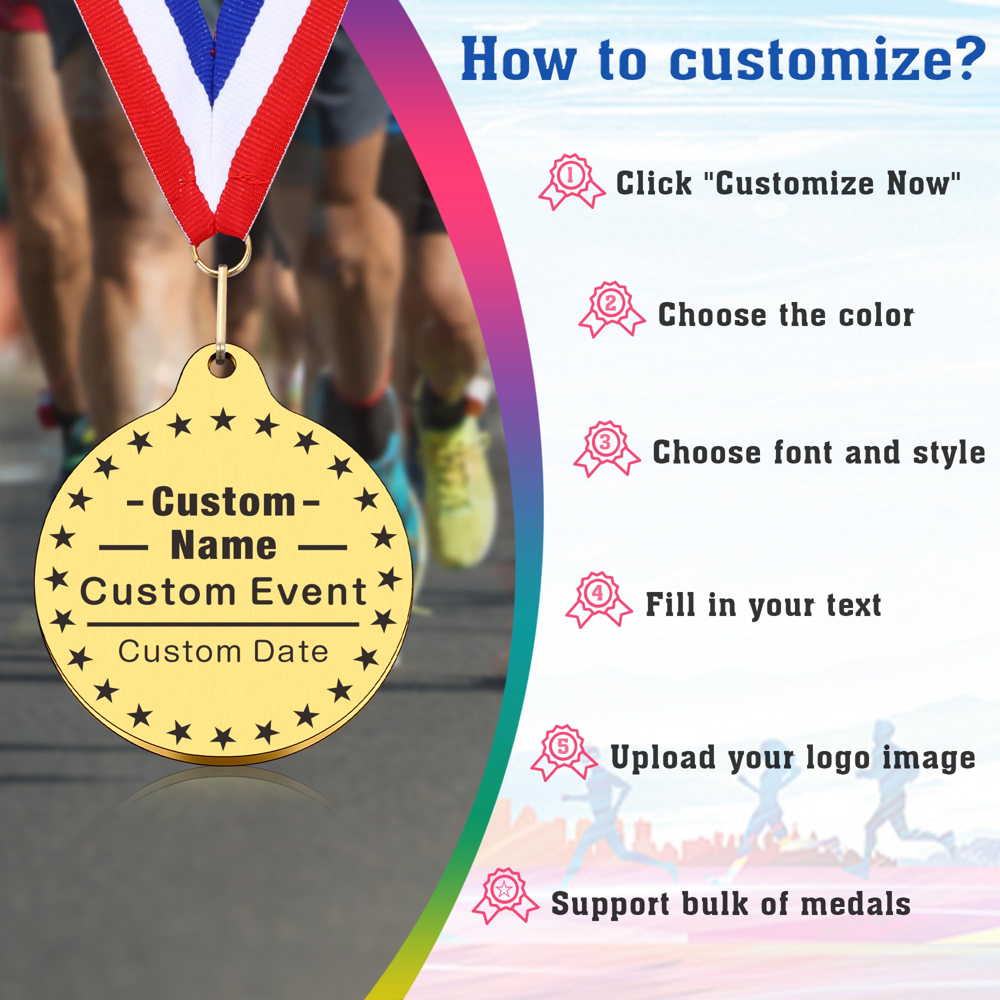 Express Medals 3 inch Soccer Team 1st Place Gold Medal with Neck Ribbon Award XMD (10-Pack)