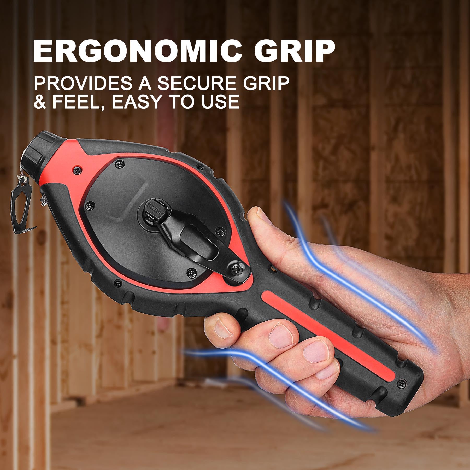 HAUTMEC Pro Chalk Line with Handle Releaser – 100ft Chalk Reel and 6:1 Gear Ratio, ABS & TPR Chalk Box, Strong Construction String Line for Carpenter Tools – Framers, Roofers, Builders HT0384 — Amazon image 5