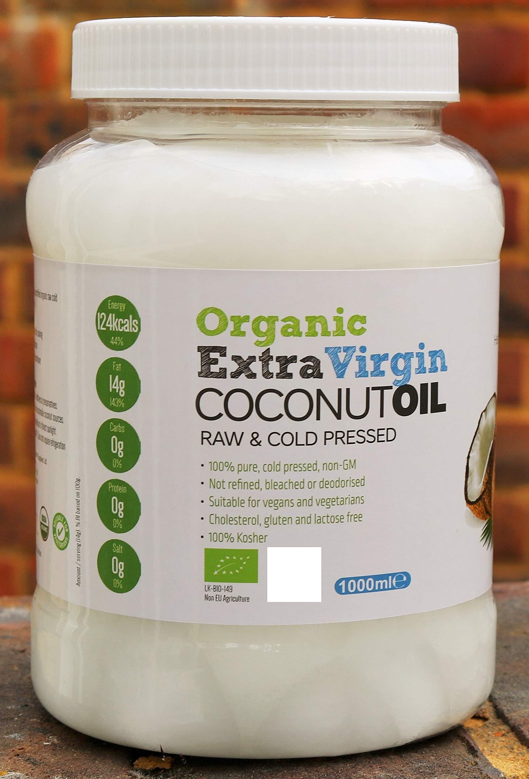 HSL Organic Extra Virgin Coconut Oil (Raw & Cold-Pressed) for Cooking, Baking, Skin moisturiser & Hair Conditioner 1000ml