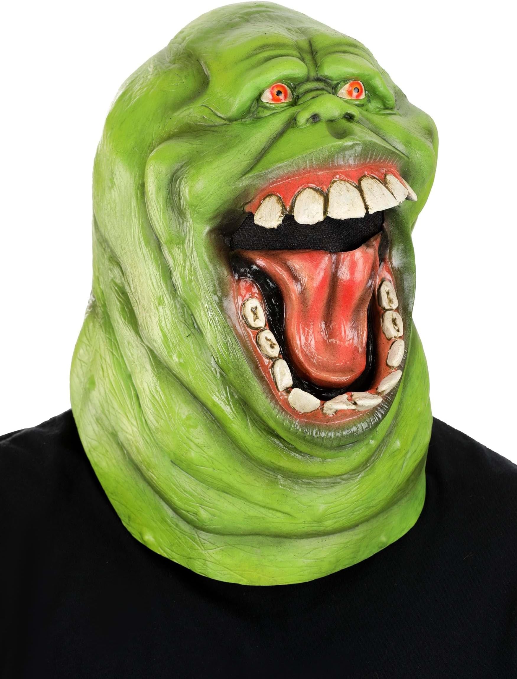 Fun Costumes Adult Ghostbusters Slimer Costume Mask, Green Full Head Latex Halloween Mask Cosplay, Movie Character Party Prop