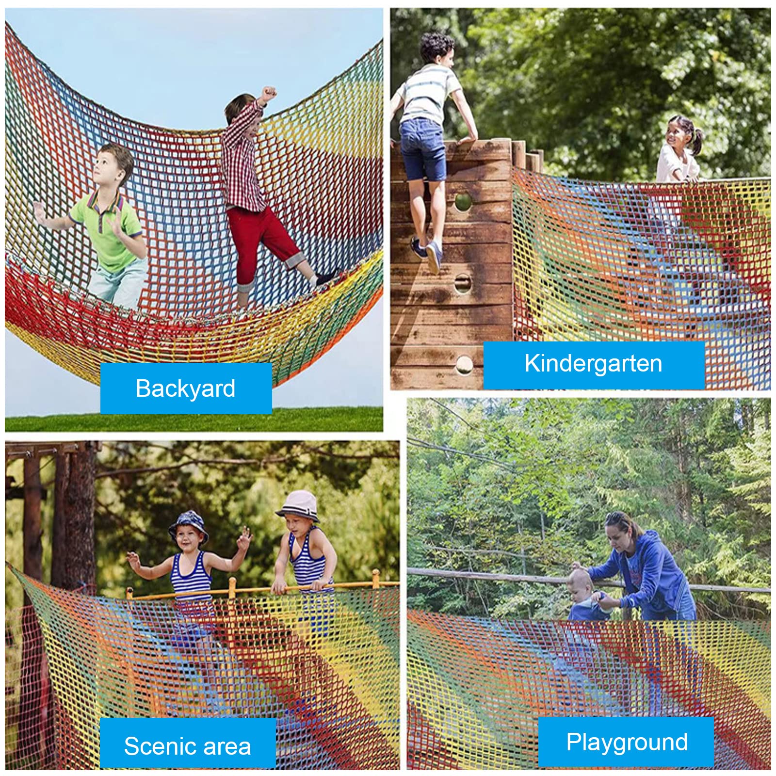 MENAYODA Siatka wspinaczkowa, wytrzymała dwuwarstwowa siatka ochronna, opalizująca, poliester, 1 x 3 m / 2 x 3 m / 3 x 3 m / 3 x 4,5 m, nośność 226 kg