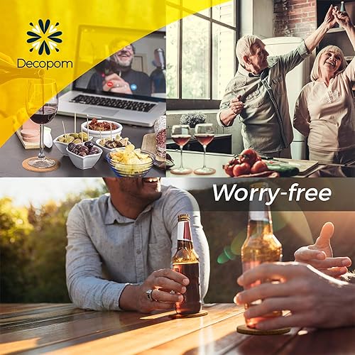 Miniatura 6 de Posavasos de corcho para bebidas con soporte de metal - 16 piezas, redondos de 4 pulgadas, posavasos gruesos absorbentes resistentes al calor -