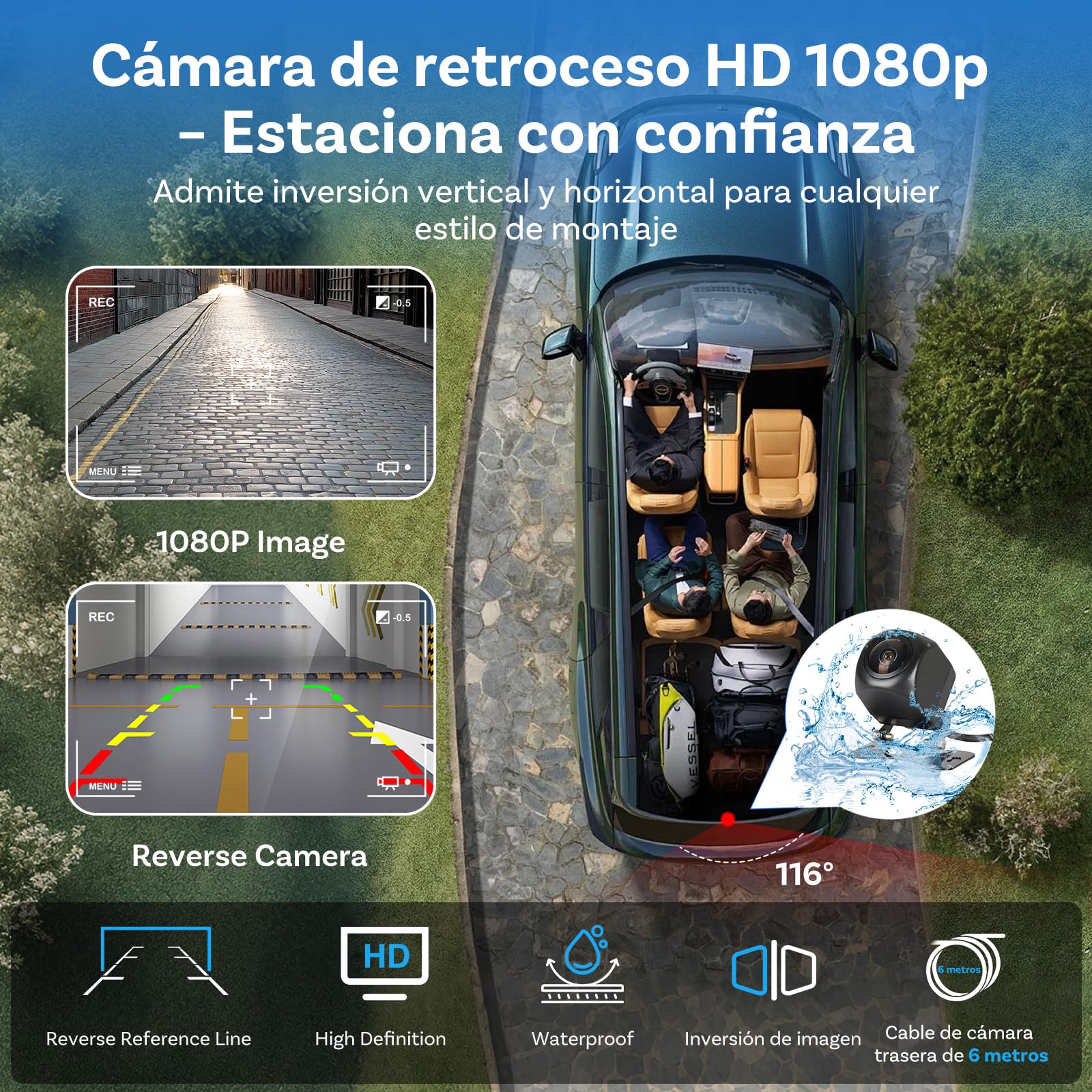 OTTOCAST ScreenFlow, 11,4 Pulgadas Pantalla Coche Carplay y Android Auto,Inalámbrico Carplay mit Youtube/Tiktok,Pantalla para Coche con 1080P Cámara de Marcha atrás,Navegador GPS, Android 13OS